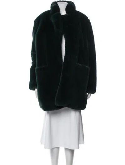 Pre-owned Apparis Faux Fur Coat In Black/green