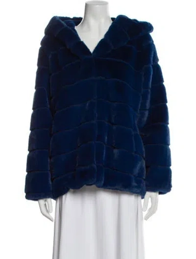 Pre-owned Apparis Faux Fur Coat In Blue