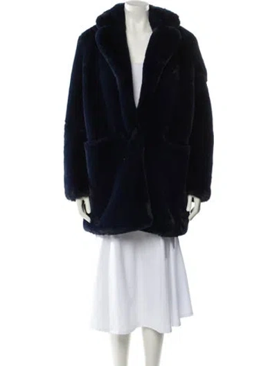 Pre-owned Apparis Faux Fur Coat In Blue