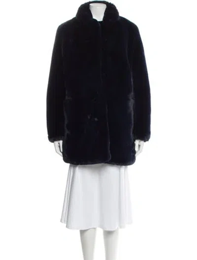 Pre-owned Apparis Faux Fur Coat In Blue
