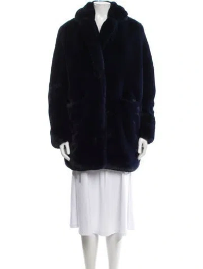 Pre-owned Apparis Faux Fur Coat In Blue