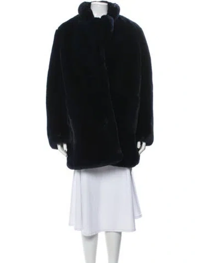 Pre-owned Apparis Faux Fur Coat In Blue