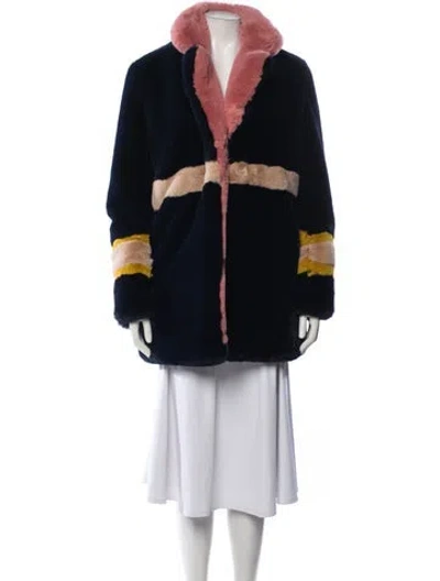 Pre-owned Apparis Faux Fur Coat In Blue