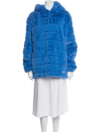Pre-owned Apparis Faux Fur Coat In Blue