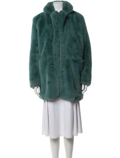Pre-owned Apparis Faux Fur Coat In Blue