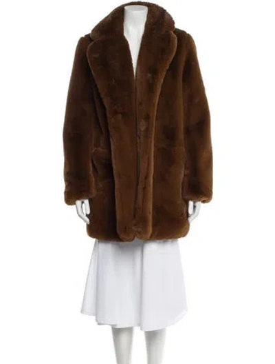 Pre-owned Apparis Faux Fur Coat In Brown