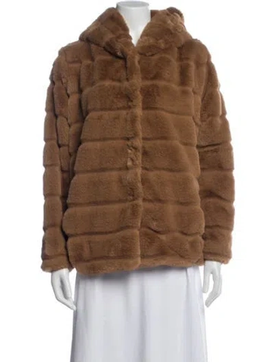 Pre-owned Apparis Faux Fur Coat In Brown