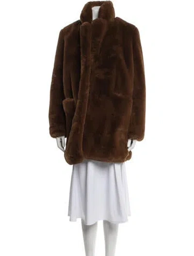Pre-owned Apparis Faux Fur Coat In Brown