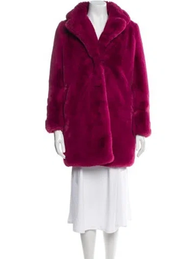 Pre-owned Apparis Faux Fur Coat In Burgundy