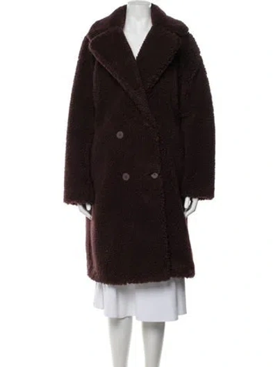 Pre-owned Apparis Faux Fur Coat In Burgundy