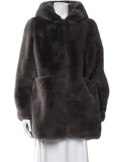Pre-owned Apparis Faux Fur Coat In Gray