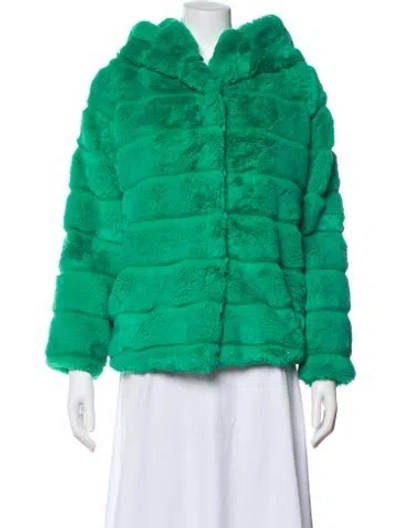 Pre-owned Apparis Faux Fur Coat In Green