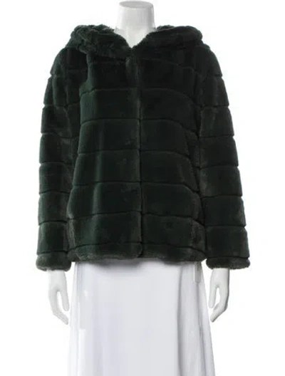 Pre-owned Apparis Faux Fur Coat In Green