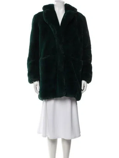 Pre-owned Apparis Faux Fur Coat In Green