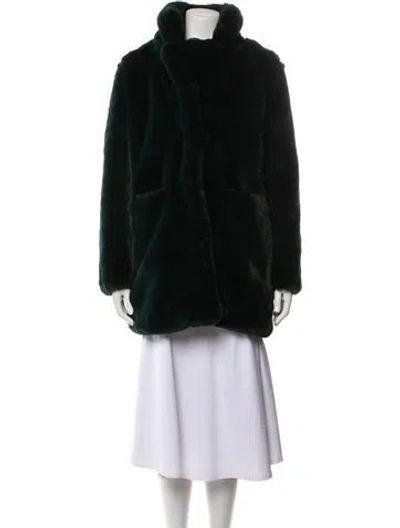 Pre-owned Apparis Faux Fur Coat In Green