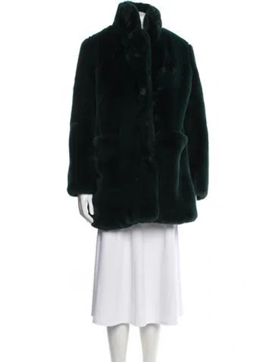Pre-owned Apparis Faux Fur Coat In Green