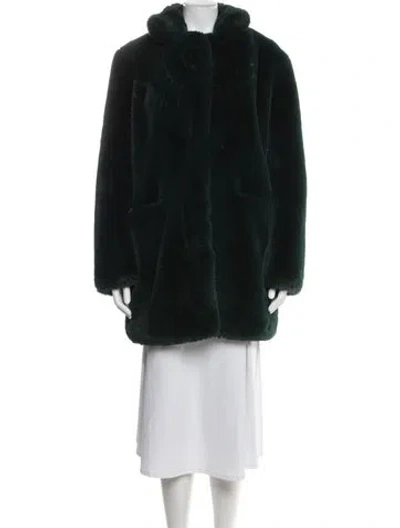 Pre-owned Apparis Faux Fur Coat In Green
