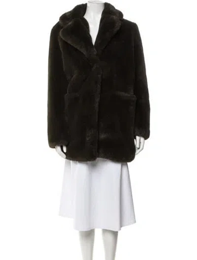 Pre-owned Apparis Faux Fur Coat In Green