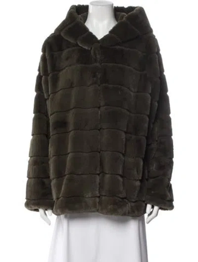 Pre-owned Apparis Faux Fur Coat In Green