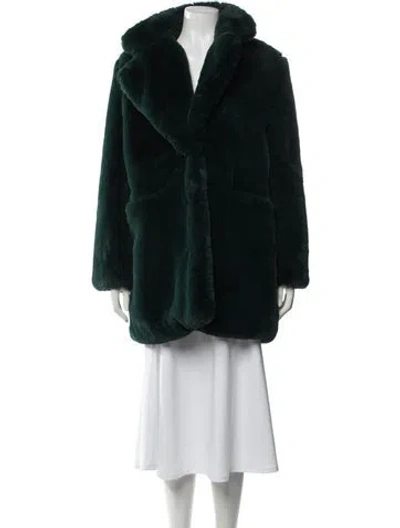 Pre-owned Apparis Faux Fur Coat In Green