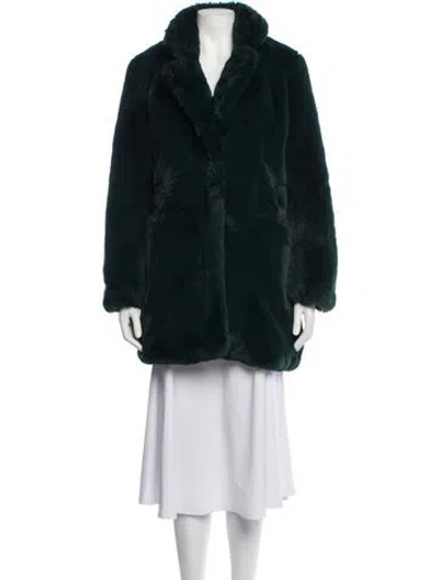 Pre-owned Apparis Faux Fur Coat In Green