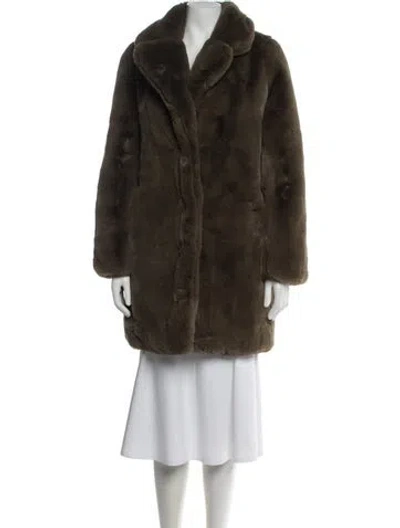 Pre-owned Apparis Faux Fur Coat In Green