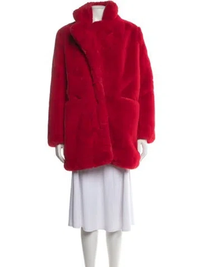 Pre-owned Apparis Faux Fur Coat In Red