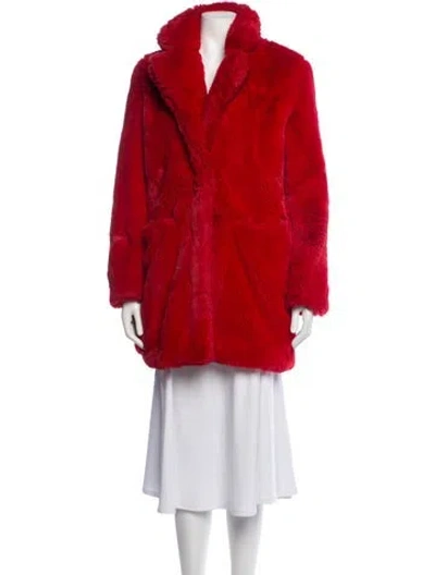 Pre-owned Apparis Faux Fur Coat In Red