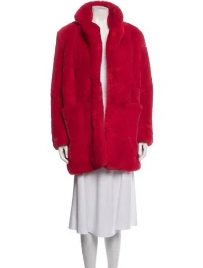Pre-owned Apparis Faux Fur Coat In Red