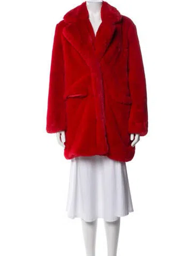 Pre-owned Apparis Faux Fur Coat In Red