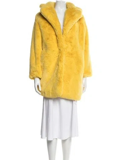 Pre-owned Apparis Faux Fur Coat In Yellow