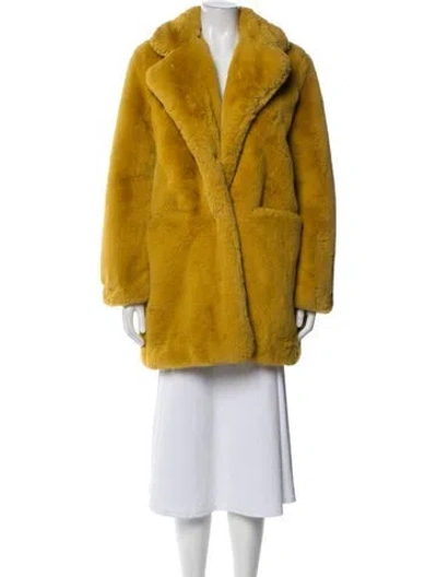 Pre-owned Apparis Faux Fur Coat In Yellow