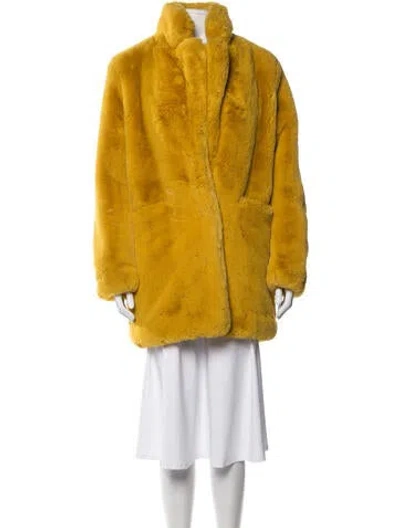 Pre-owned Apparis Faux Fur Coat In Yellow