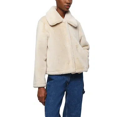 Apparis 'elis' Beige Jacket With Collar In Eco Fur Woman