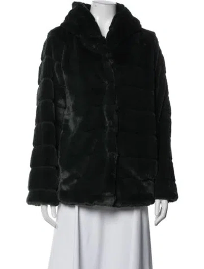 Pre-owned Apparis Faux Fur Faux Fur Coat In Black/green