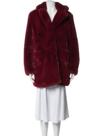 Pre-owned Apparis Faux Fur Faux Fur Coat In Burgundy