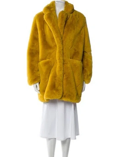 Pre-owned Apparis Faux Fur Faux Fur Coat In Yellow