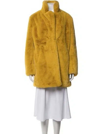 Pre-owned Apparis Faux Fur Faux Fur Coat In Yellow