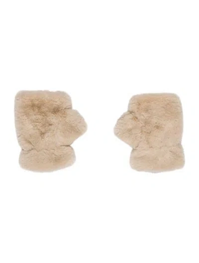 Pre-owned Apparis Faux Fur Fingerless Gloves In Neutral