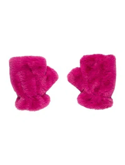 Pre-owned Apparis Faux Fur Fingerless Gloves In Pink