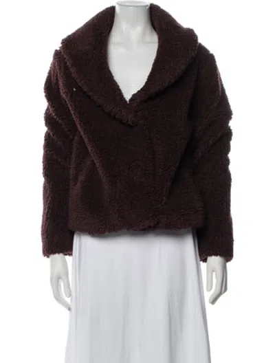Pre-owned Apparis Faux Fur Jacket In Burgundy