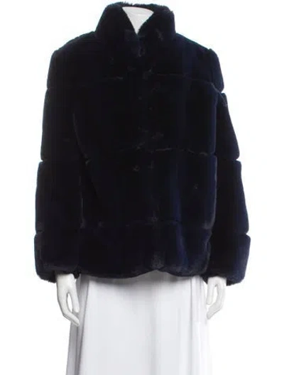 Pre-owned Apparis Faux Fur Jacket W/ Tags In Black/blue
