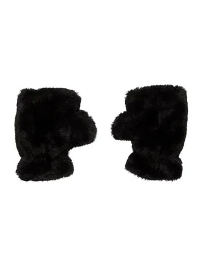 Pre-owned Apparis Faux Fur Mittens In Black