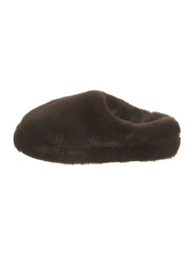 Pre-owned Apparis Faux Fur Mules In Brown