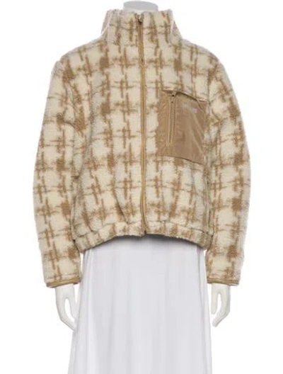 Pre-owned Apparis Faux Fur Plaid Print Faux Fur Jacket In Neutral