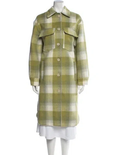 Pre-owned Apparis Faux Fur Plaid Print Utility Jacket In Green