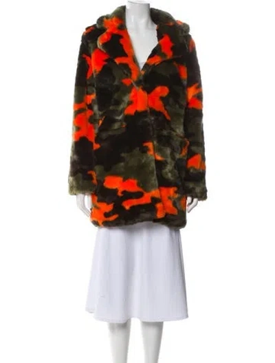 Pre-owned Apparis Faux Fur Printed Coat In Multi