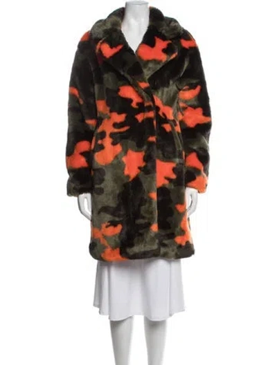 Pre-owned Apparis Faux Fur Printed Faux Fur Coat In Green