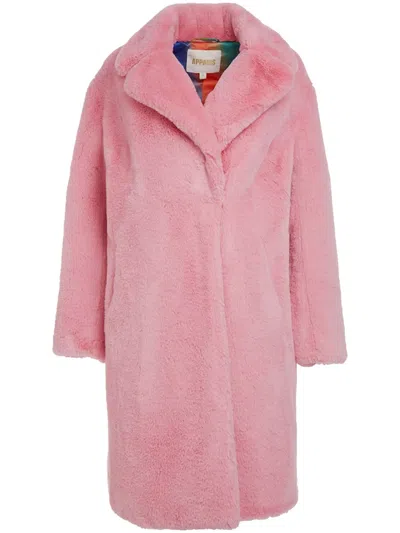 Apparis Faux-fur Single-breasted Coat In Rosa
