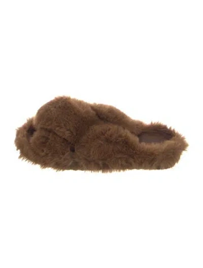 Pre-owned Apparis Faux Fur Slides In Brown